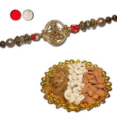 "Rakhi - FR- 8120 A (Single Rakhi) , Dryfruit Thali - Code RD500 - Click here to View more details about this Product